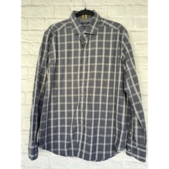 Robert Graham Shirt Men's L Blue Houndstooth  Long Sleeve Button Down Shirt - Picture 7 of 16